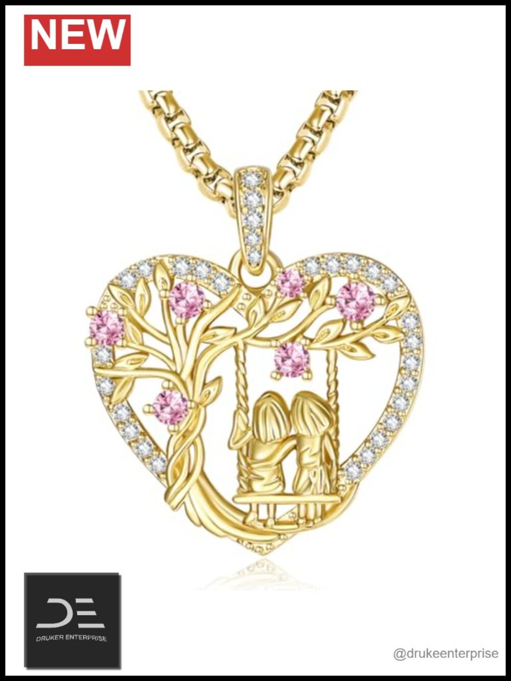 14K Gold Plated Tree of Life Heart Pendant Necklace Sister Gift